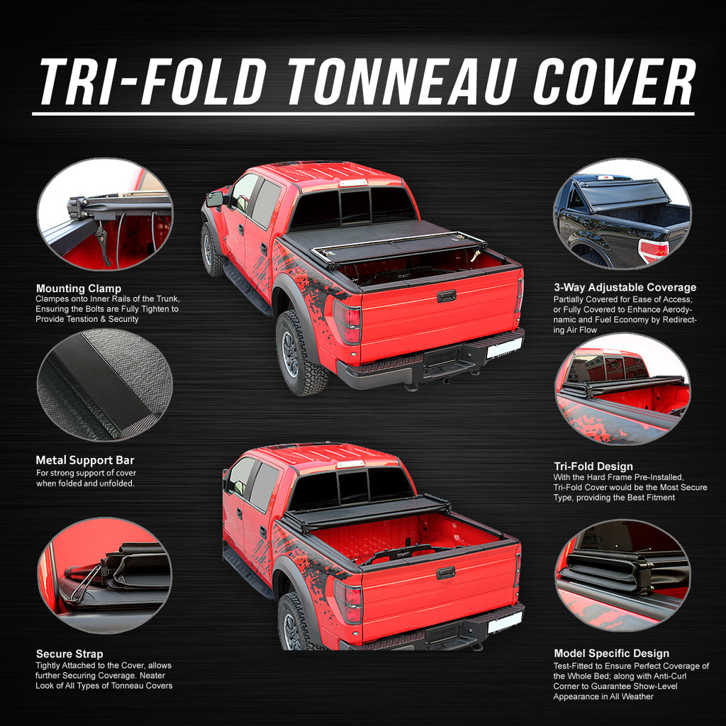 Tri-Fold Soft Top Tonneau Cover for Toyota Pickup Tacoma Z55539