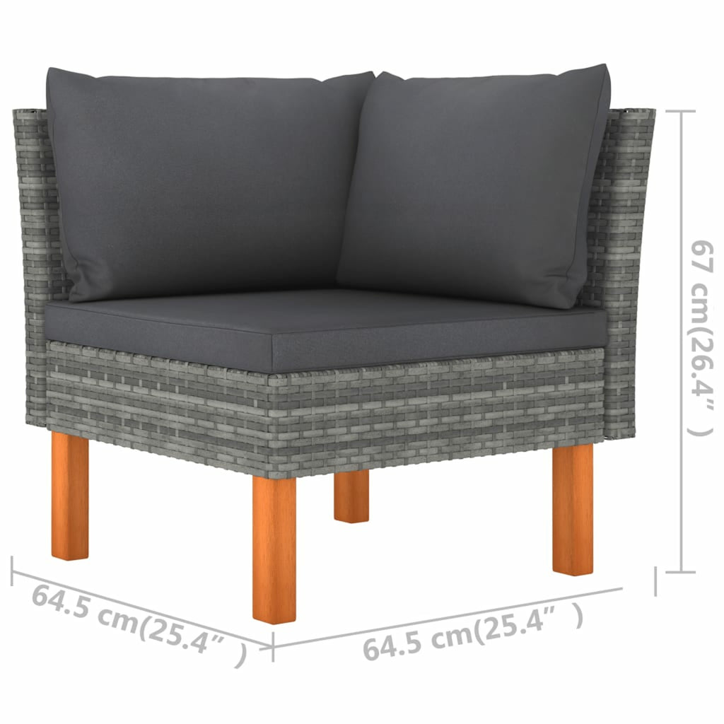 6 Piece Patio Set with Cushions Poly Rattan Gray Q28763