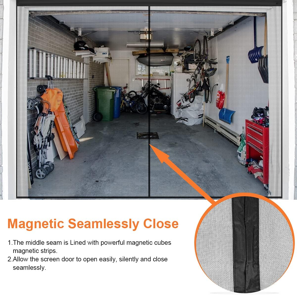 Black Fiberglass Mesh Garage Door Screen L40565