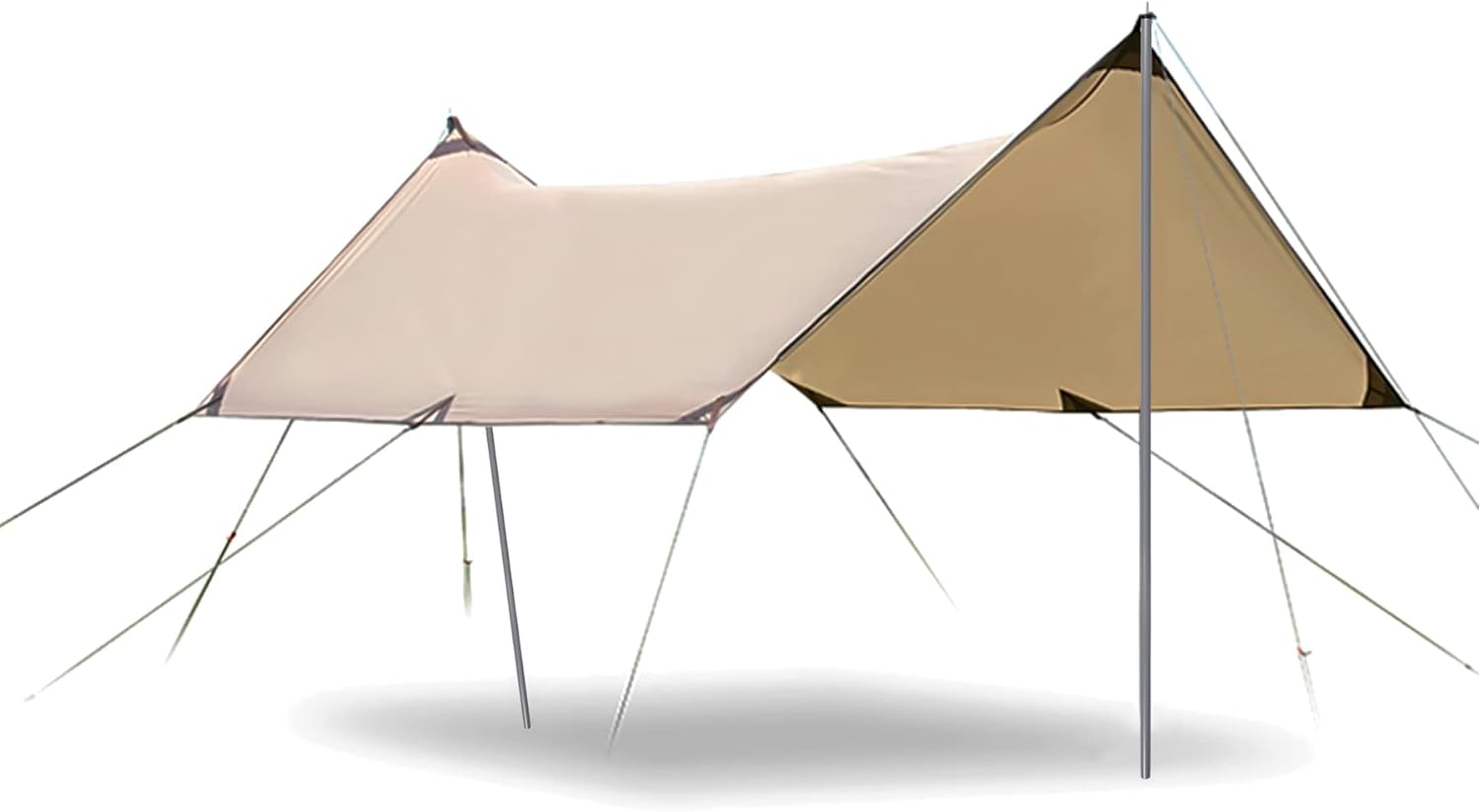 Camping Tent Tarp with Poles, 4-6 Person PU 3000mm Lightweight Awning Canopy Sun Shelter O134