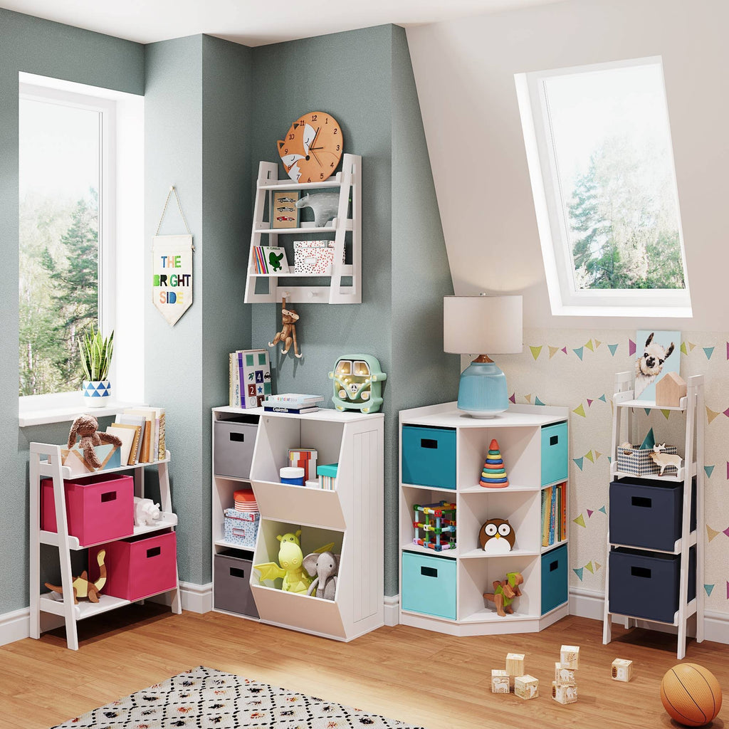 White 3-Cubby 2-Veggie Bin Floor Cabinet S810