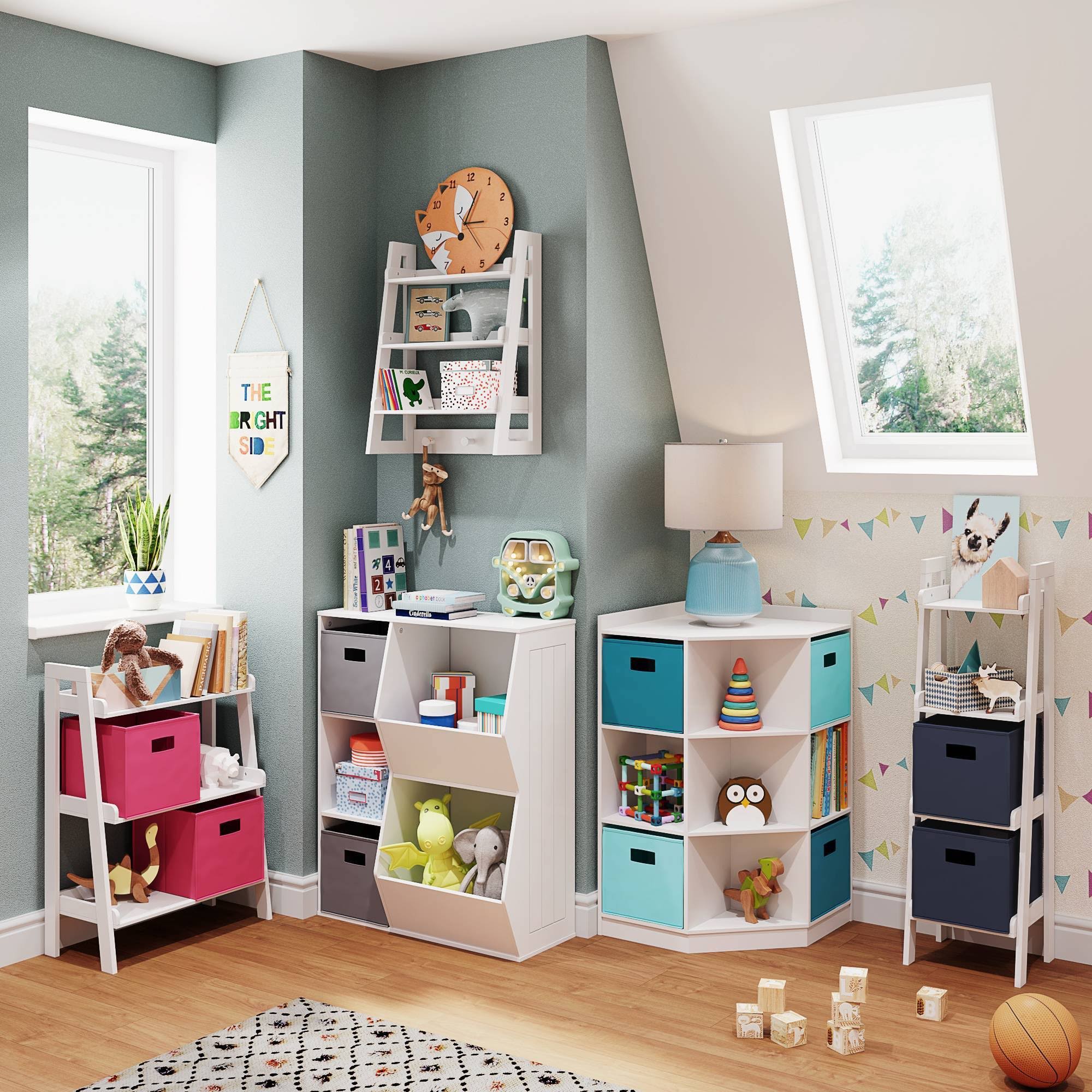 White 3-Cubby 2-Veggie Bin Floor Cabinet S810