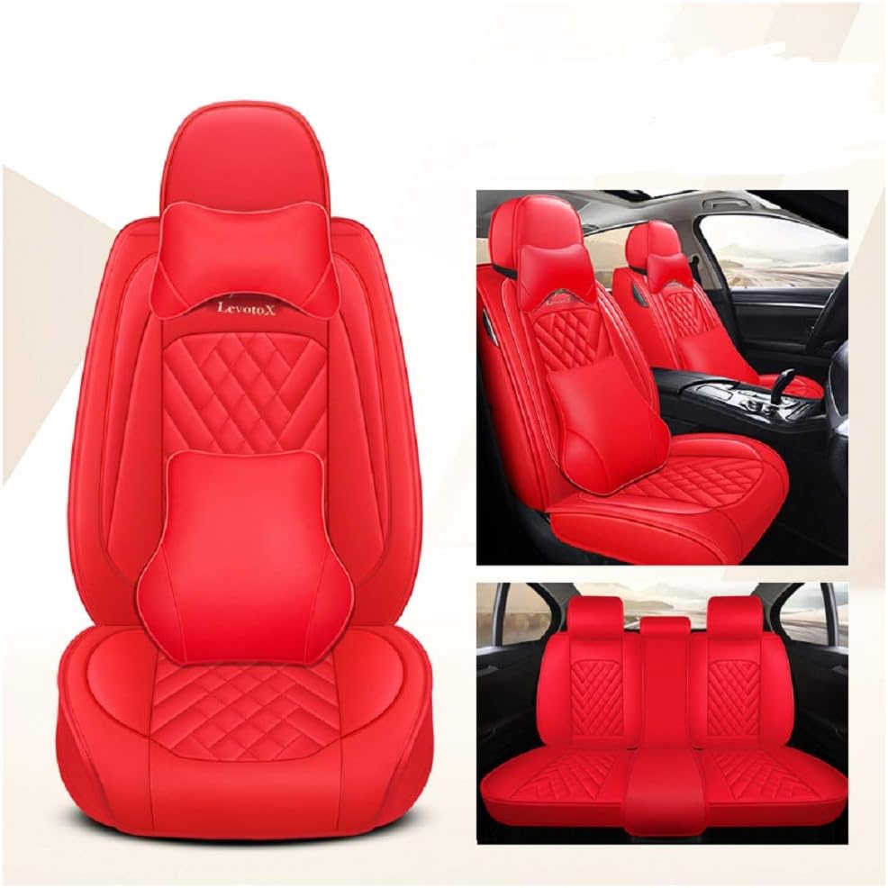 5 Seats Full Set Car Seat Covers (L-Red) F1375