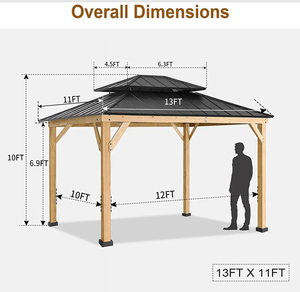 10’x12’ Hardtop Wood Grain Frame Gazebo Y594267
