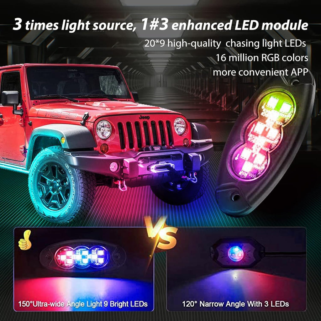 20 Pods Waterproof RGB LED Rock Lights for Car P3451